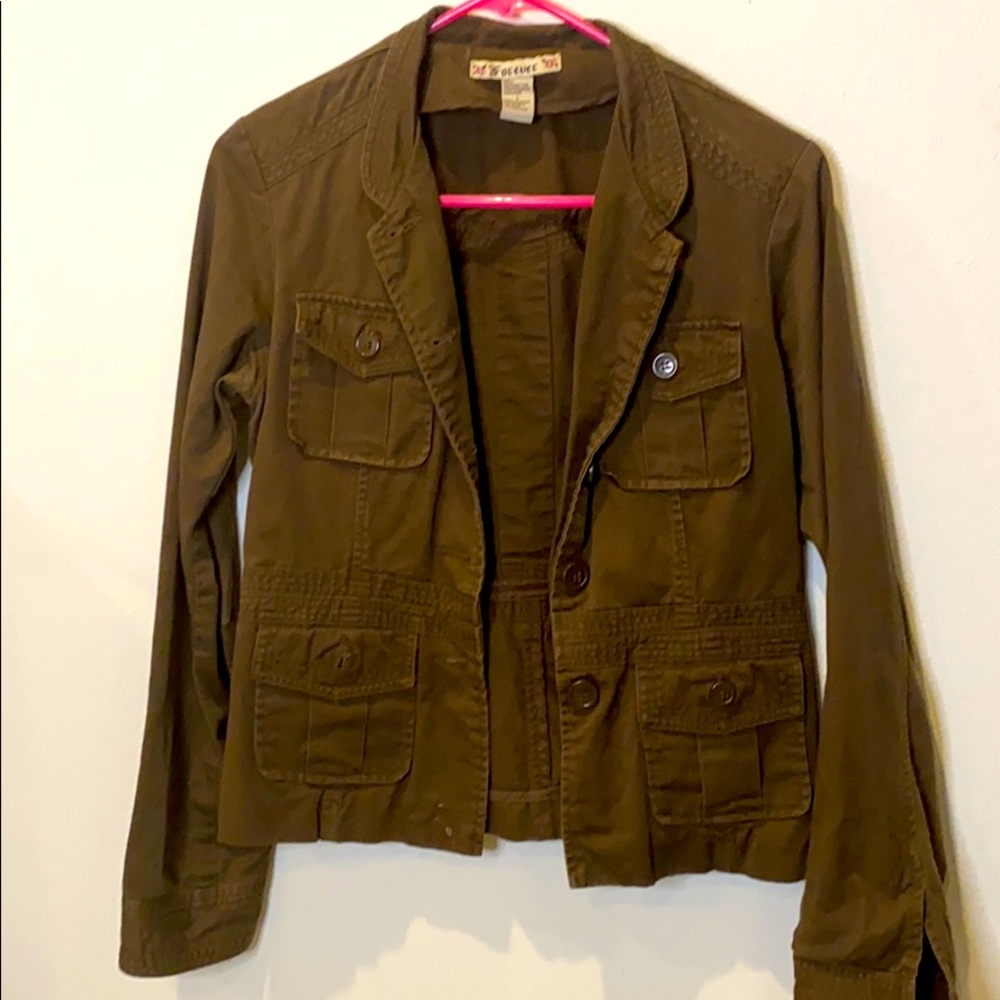 Olive green/ brown cargo jacket